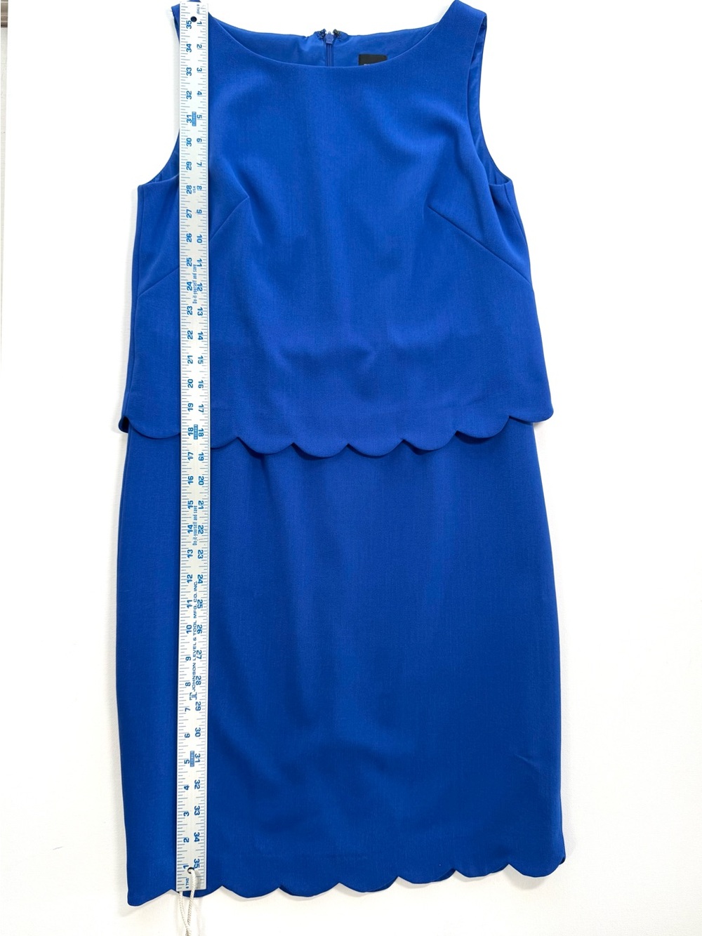 Saks Fifth Avenue Black label Royal Blue Scalloped Layer Shift Dress Size 2 - Picture 13 of 14